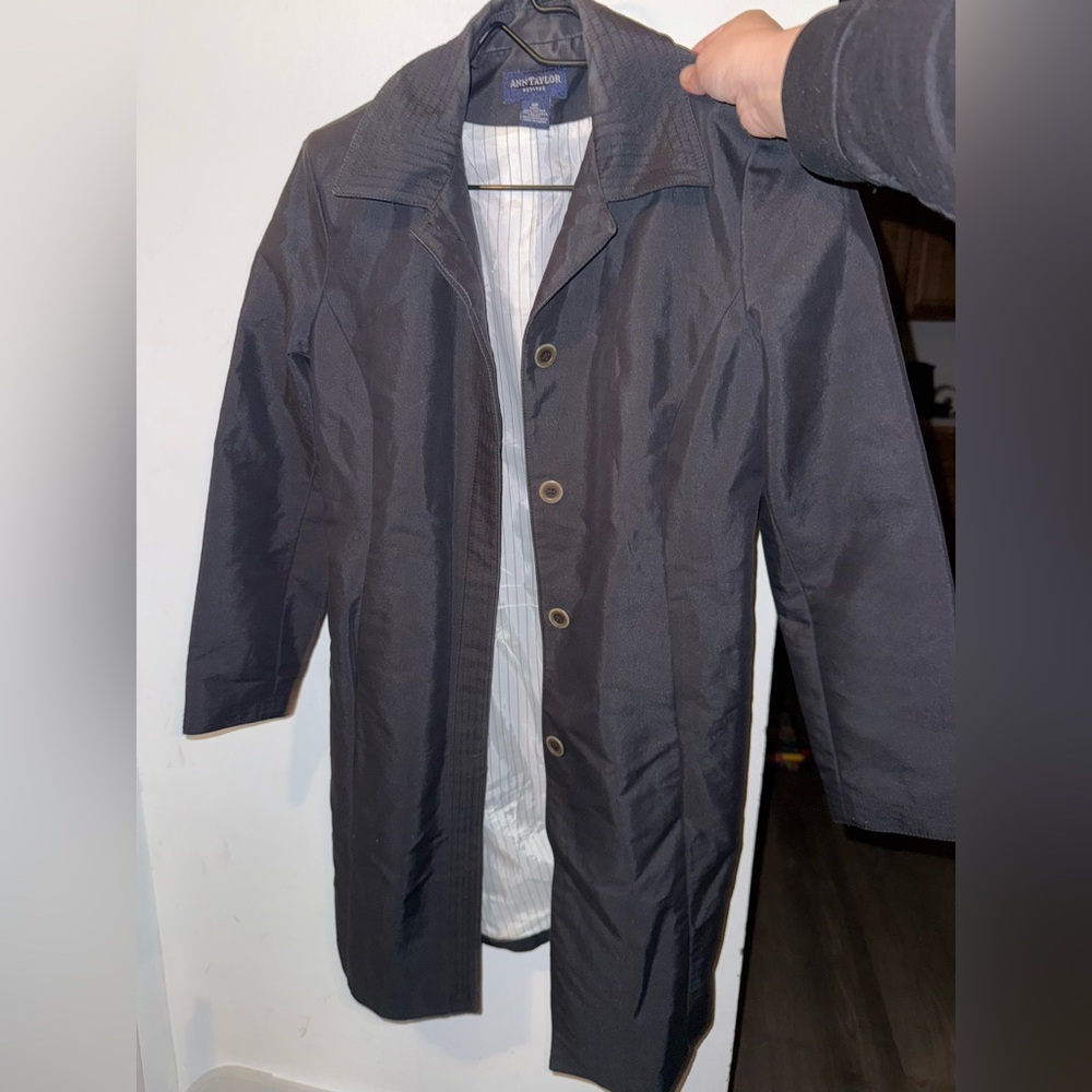 Ann Taylor womens black Trench Coat